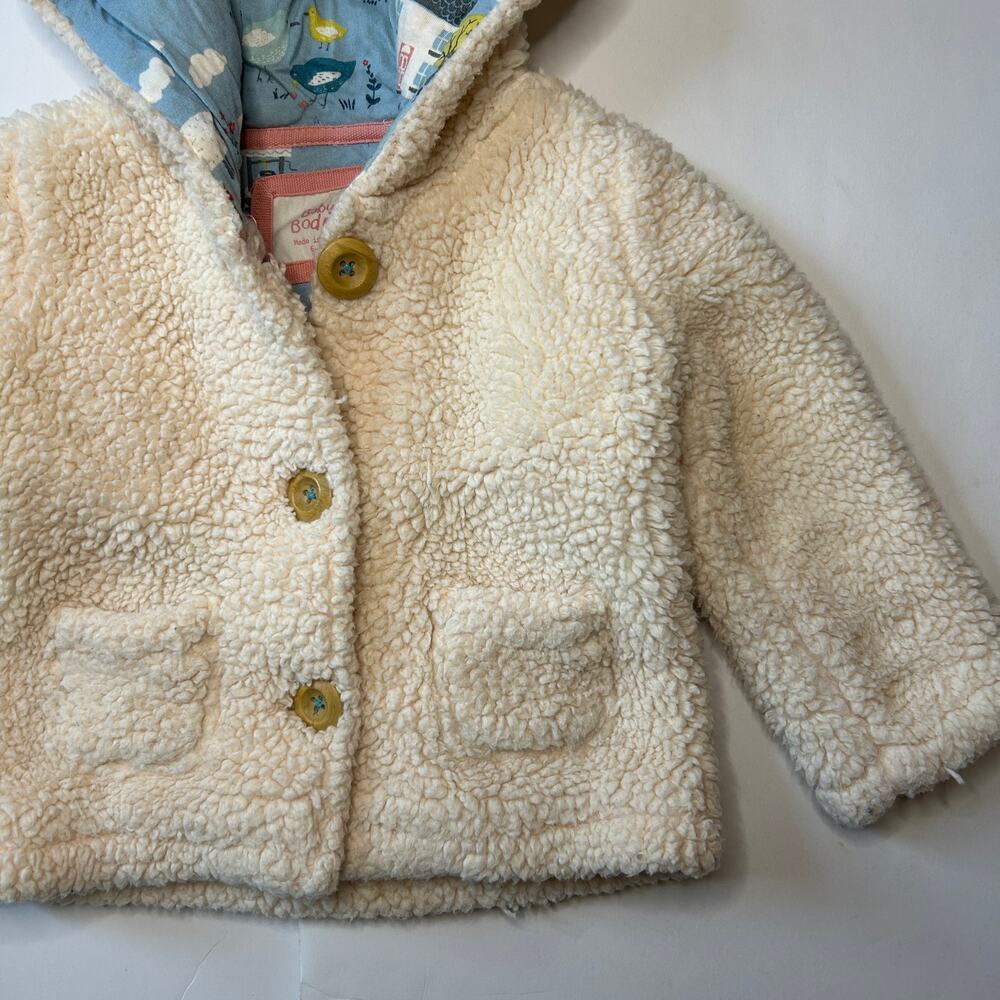 Baby Boden Girls Farm Sherpa Hooded Jacket 6-12M - Picture 3 of 5